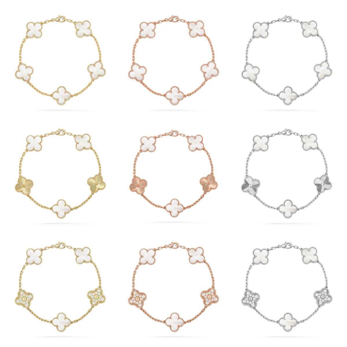 [⭐Novea]CLOVER WHITE PEARL MOP 5 MOTIF BRACELET COLLECTION