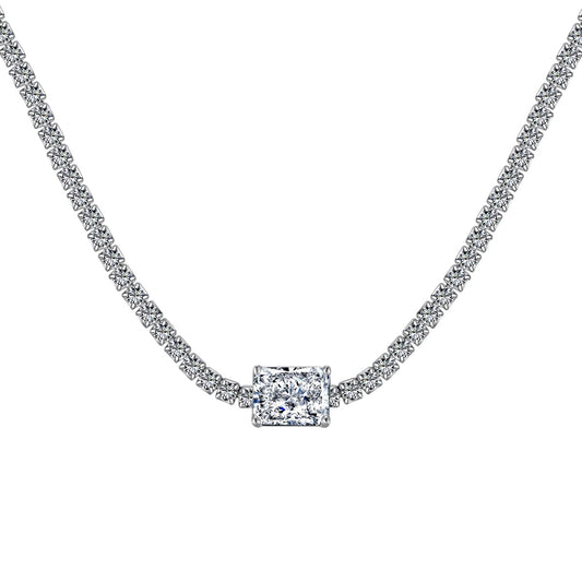 [Lucky Jewelry]2.0 carat Ornate Emerald Cut Necklace