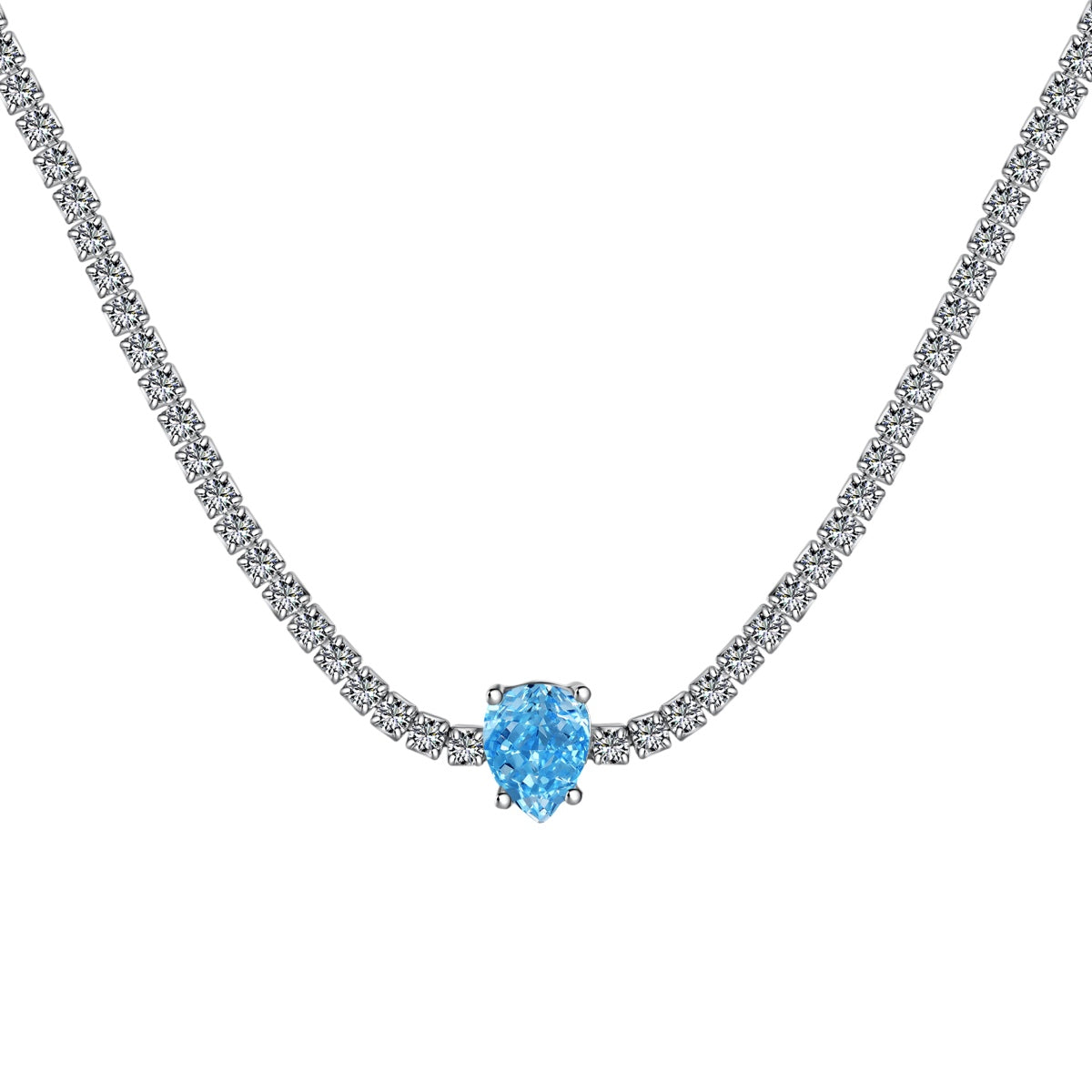 [Lucky Jewelry]1.0 carat Unique Pear Cut Tennis Necklace