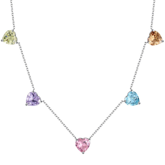 [Lucky Jewelry]Luckyling Colorful Heart Cut Necklace