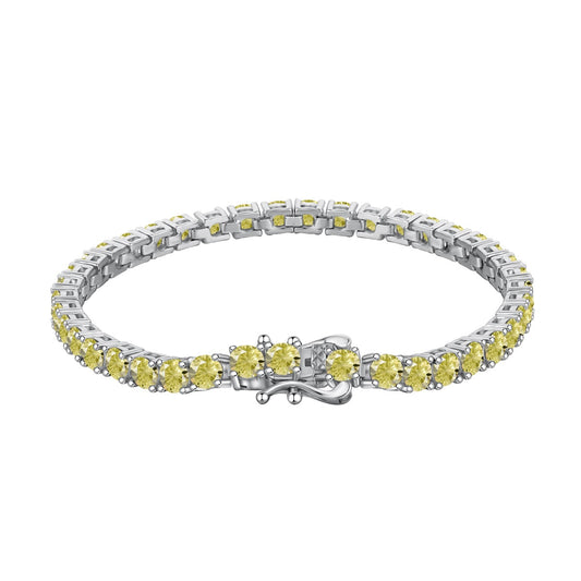 [Lucky Jewelry]Ornate Dazzling Round Cut Tennis Bracelet