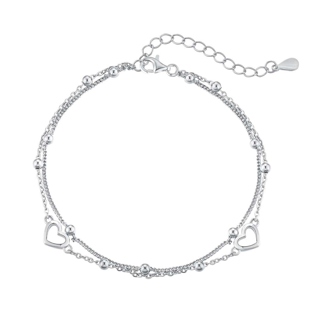 [Lucky Jewelry]Dainty Double Layer Love Heart Bracelet