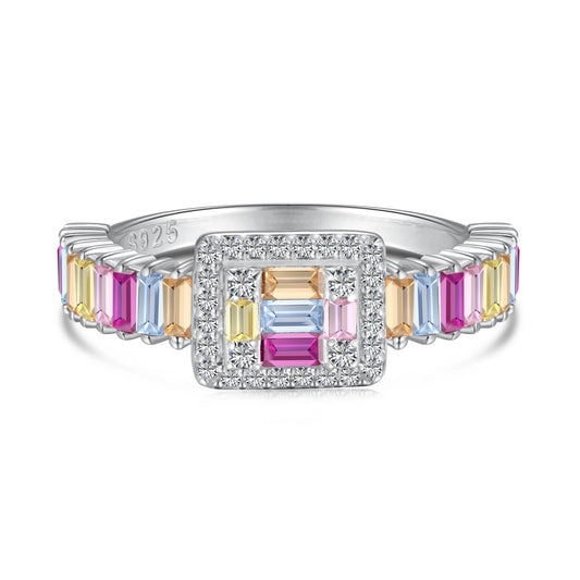 [Lucky Jewelry]Exquisite Colorful Radiant Cut Party Ring