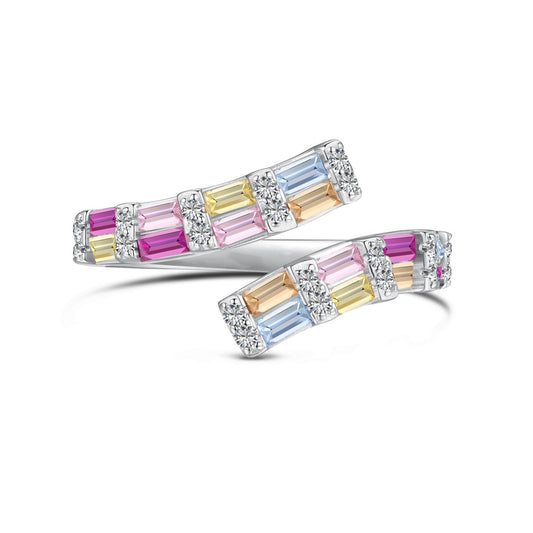 [Lucky Jewelry]Charming Colorful Radiant Cut Adjustable Daily Ring