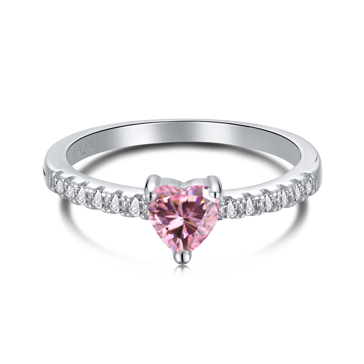 [Lucky Jewelry]0.5 Carat CaratEternity Charming Heart Shape Lover Ring