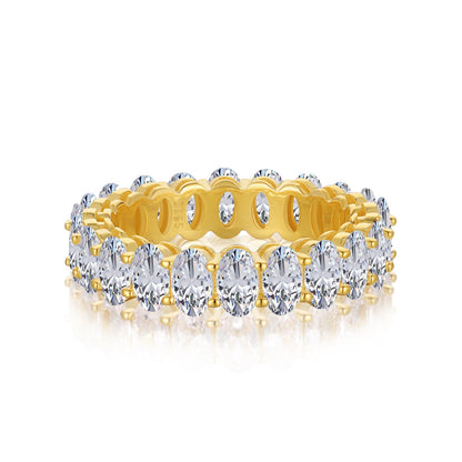 [Lucky Jewelry]Ornate Oval Cut Tennis Ring