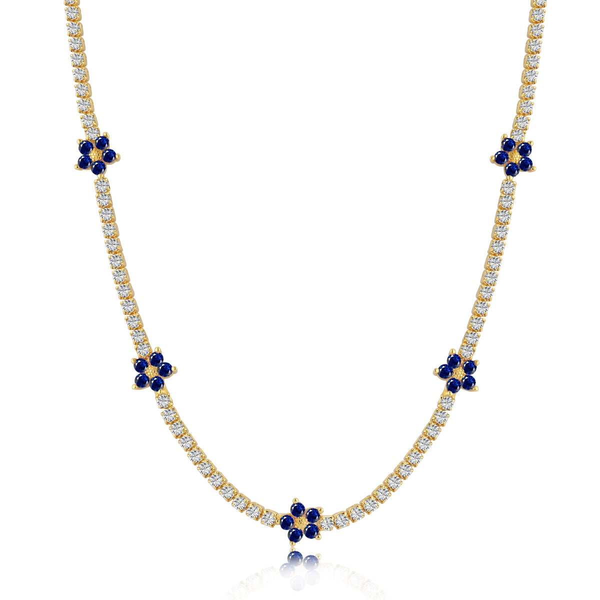 [Lucky Jewelry]Luxurious Colorful Flower Tennis Necklace