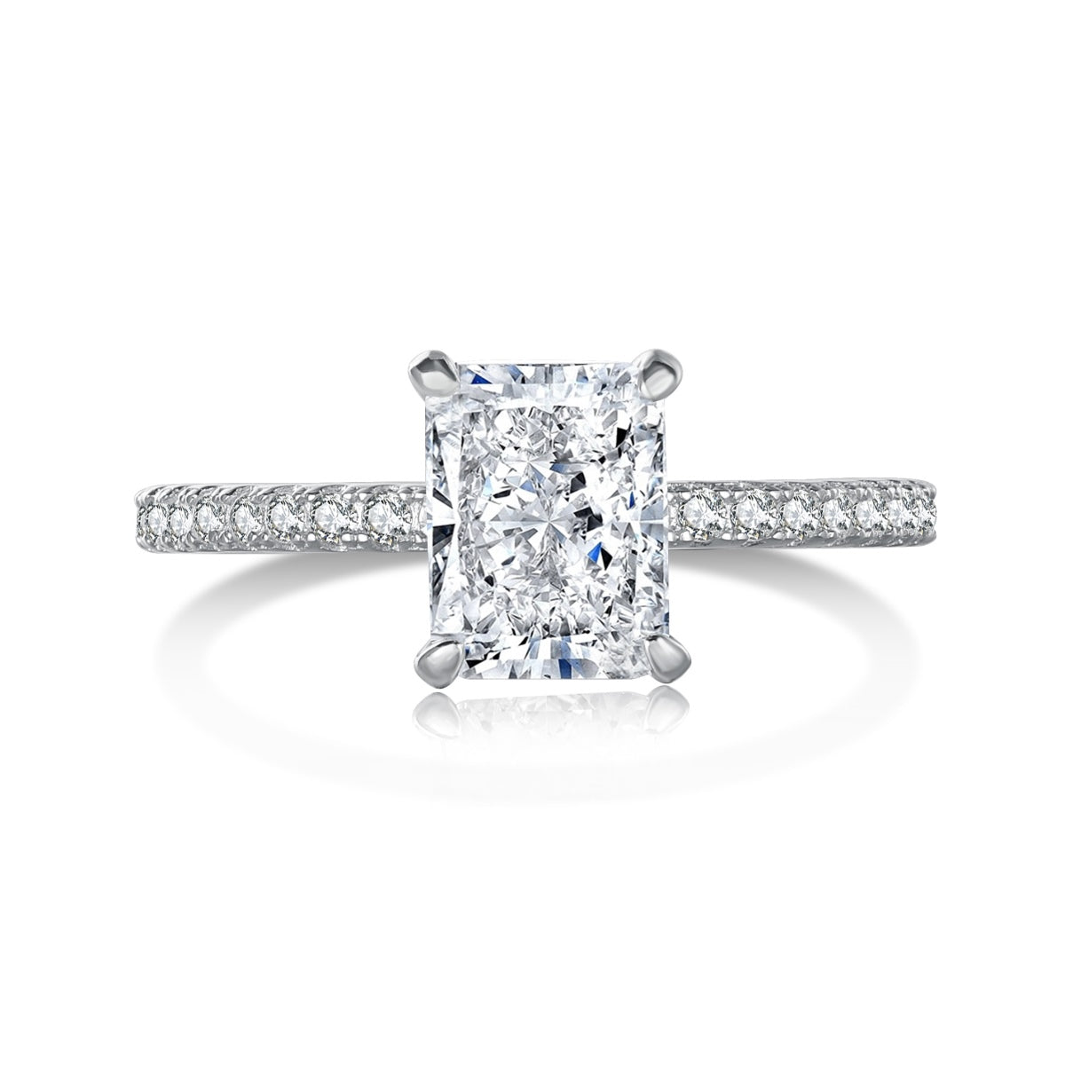 [Lucky Jewelry]2.0 Carat Dazzling Luckyling Radiant Cut Party Ring