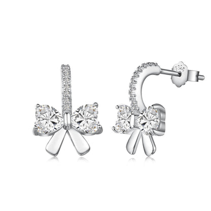 [Lucky Jewelry]Exquisite Earrings With Heart-Shaped Bow Design