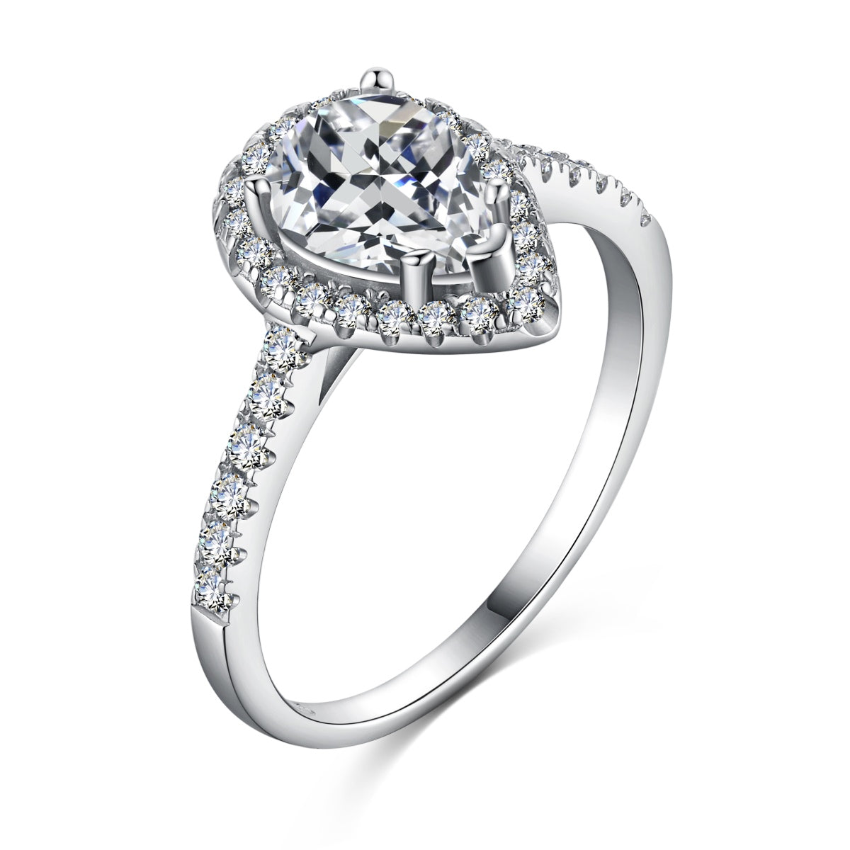 [Lucky Jewelry]1.0 Carat Luxurious Resplendent Water Drop Shape Wedding Ring