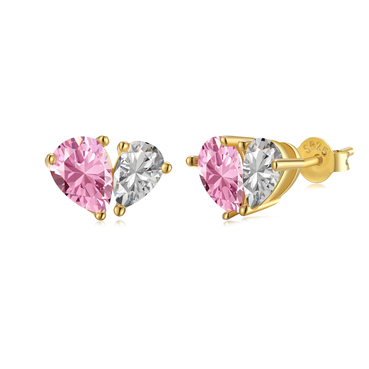 [Lucky Jewelry]Dazzling Elegant Heart Cut Lover Earrings