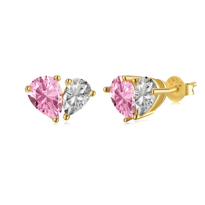 [Lucky Jewelry]Dazzling Elegant Heart Cut Lover Earrings