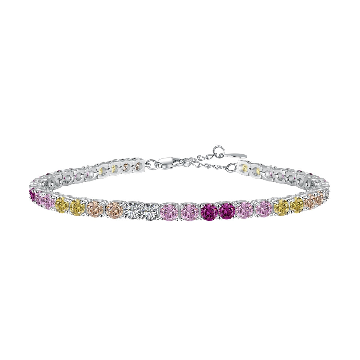 [Lucky Jewelry]Radiant Colorful Round Cut Tennis Bracelet