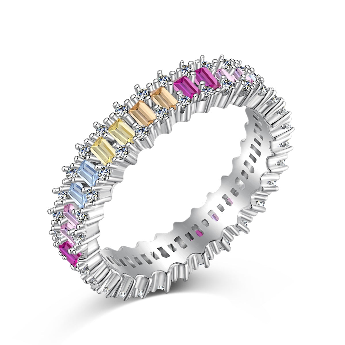 [Lucky Jewelry]Splashy Ornate Emerald Cut Cocktail Ring