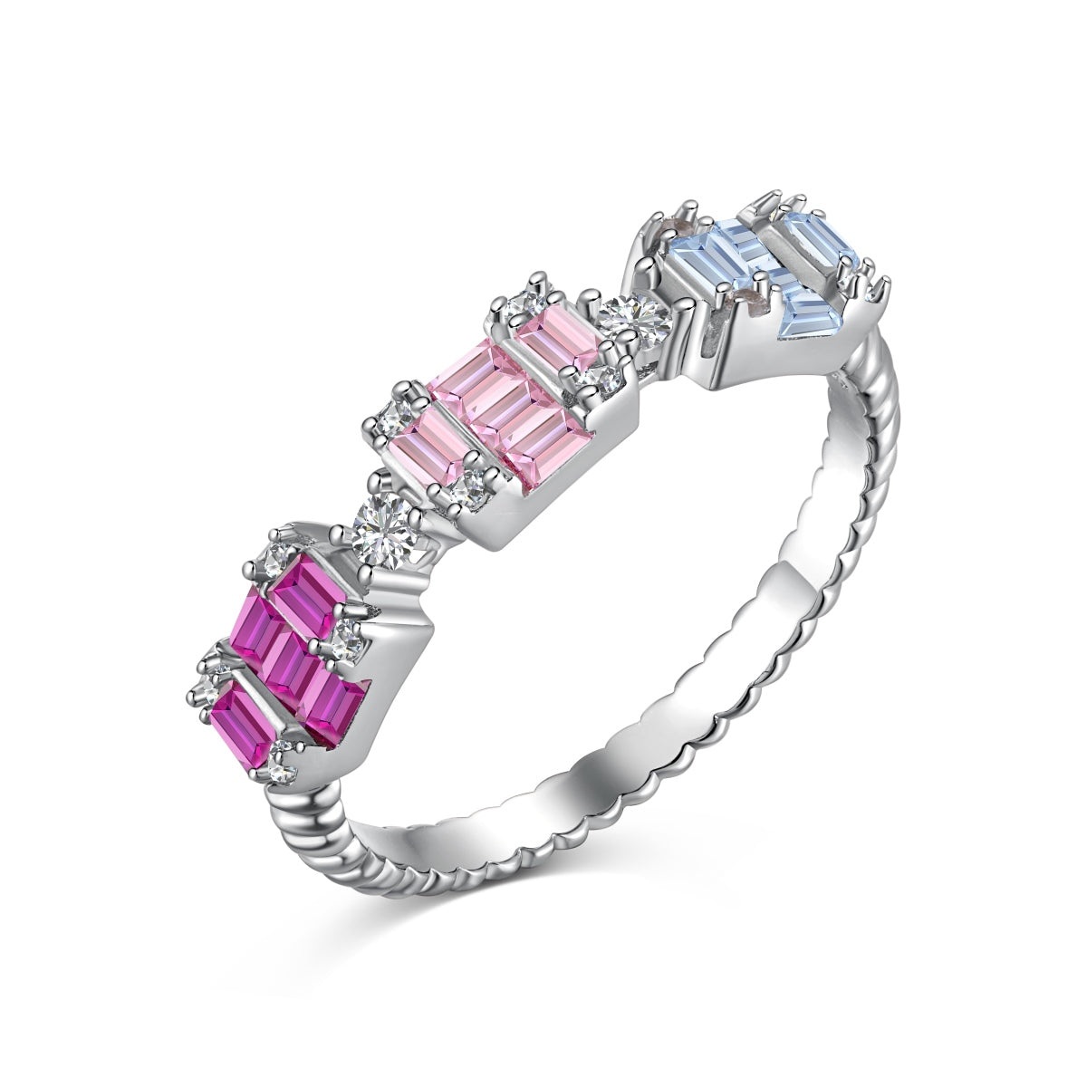 [Lucky Jewelry]Unique Colorful Emerald Cut Party Ring