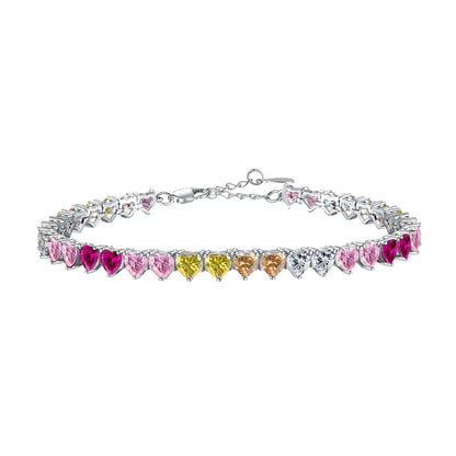 [Lucky Jewelry]Luxurious Colorful Romantic Heart Shape Lover Bracelet