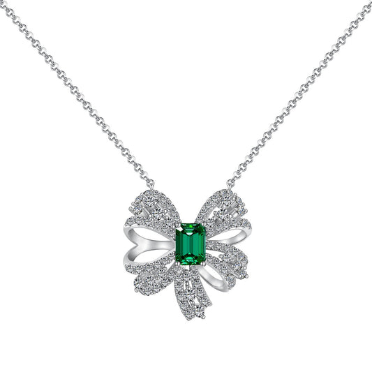 [Lucky Jewelry]Luxurious Flower Shape Emerald Cut Necklace