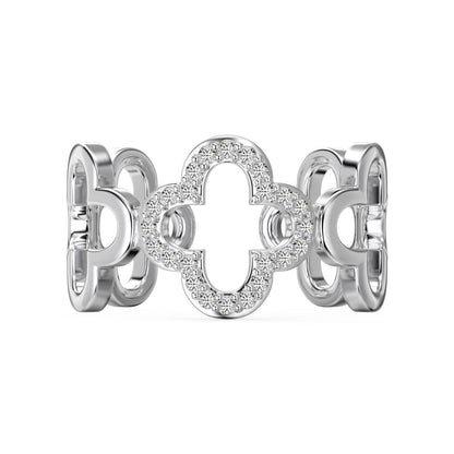 [Lucky Jewelry]Hollow Design Four-Leaf Clover Flower Shape Ring