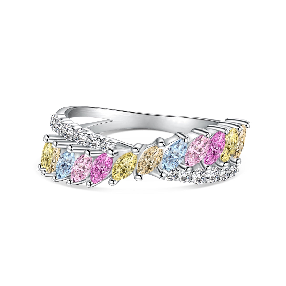 [Lucky Jewelry]Unique Colorful Marquise Cut Daily Ring