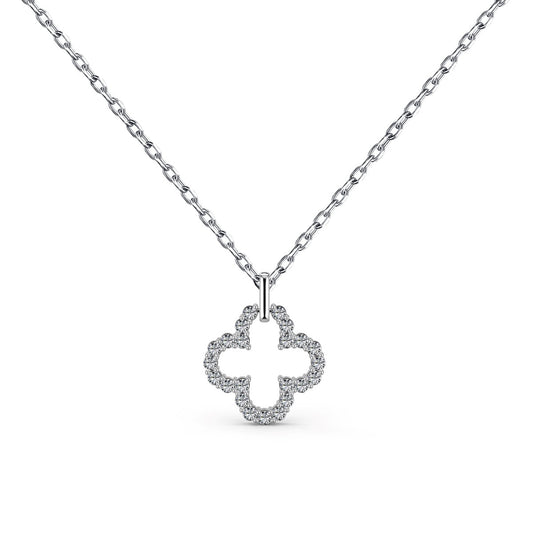 [Lucky Jewelry]Four-Leaf Clover Hollow Design Exquisite Necklace