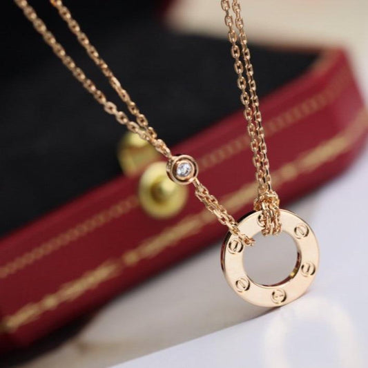 [⭐Novea]LOVE NECKLACE ADJUSTABLE ROSE GOLD 2 DIAMOND