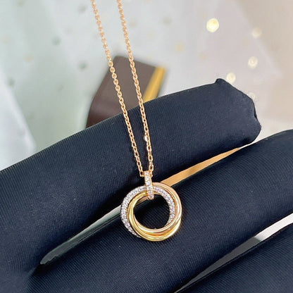 [⭐Novea]TRINITY NECKLACE SILVER GOLD PINK GOLD DIAMONDS