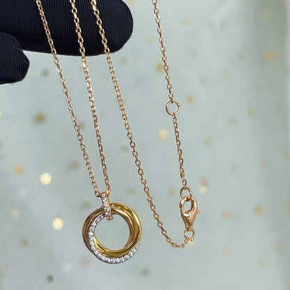 [⭐Novea]TRINITY NECKLACE SILVER GOLD PINK GOLD DIAMONDS