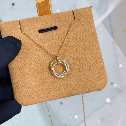 [⭐Novea]TRINITY NECKLACE SILVER GOLD PINK GOLD DIAMONDS