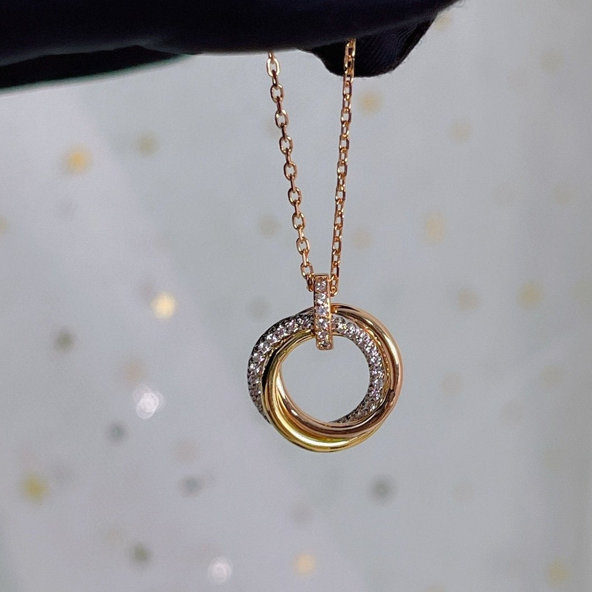 [⭐Novea]TRINITY NECKLACE SILVER GOLD PINK GOLD DIAMONDS