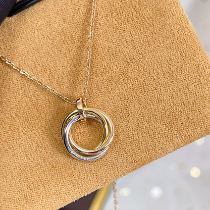 [⭐Novea]TRINITY NECKLACE SILVER GOLD PINK GOLD DIAMONDS