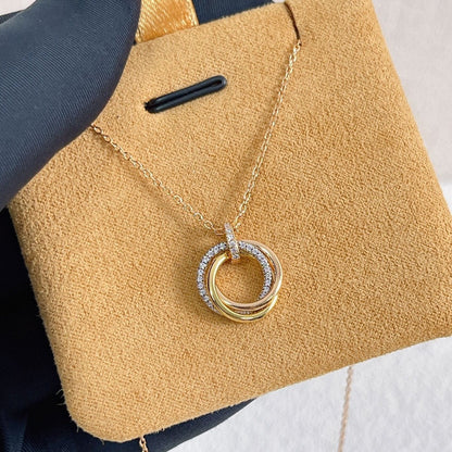 [⭐Novea]TRINITY NECKLACE SILVER GOLD PINK GOLD DIAMONDS