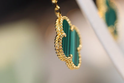[⭐Novea]CLOVER EARRINGS GOLD MALACHITE DIAMOND 3 MOTIF
