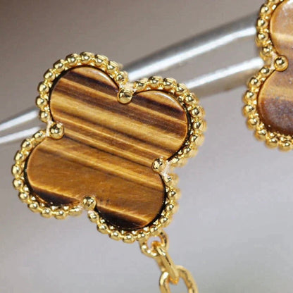 [⭐Novea]CLOVER  2 MOTIF  TIGER EYE CARNELIAN EARRINGS