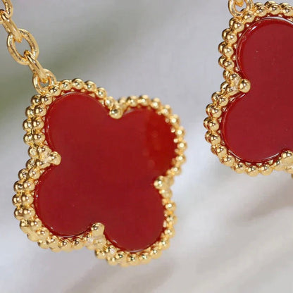 [⭐Novea]CLOVER  2 MOTIF  TIGER EYE CARNELIAN EARRINGS