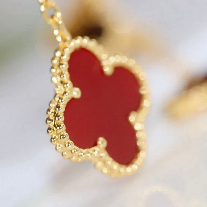 [⭐Novea]CLOVER  2 MOTIF  TIGER EYE CARNELIAN EARRINGS