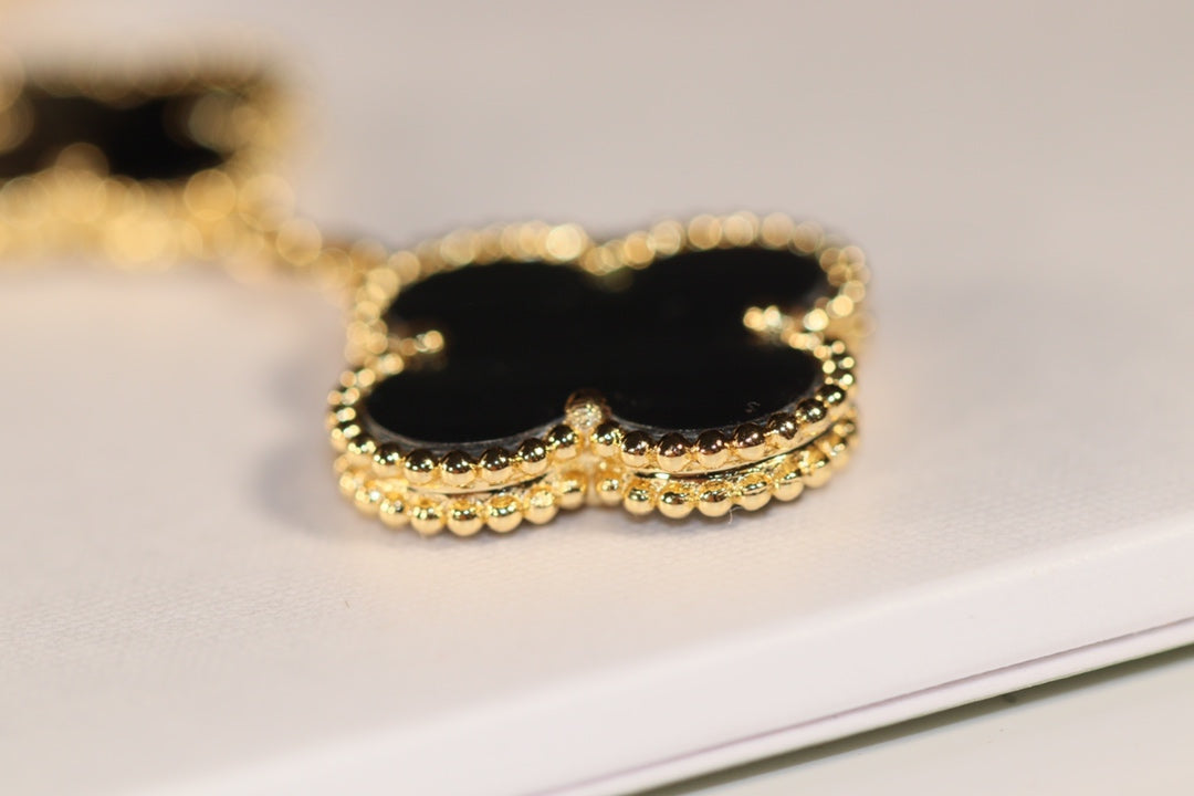 [⭐Novea]CLOVER EARRINGS GOLD ONYX MOP 3 MOTIF