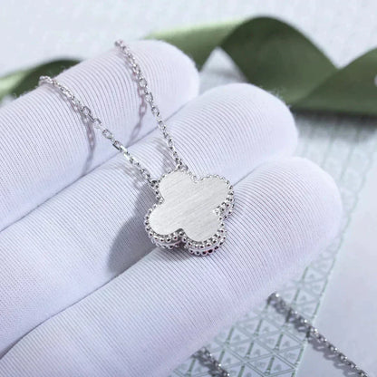 [⭐Novea]CLOVER  15MM DIAMOND LASER NECKLACE SILVER