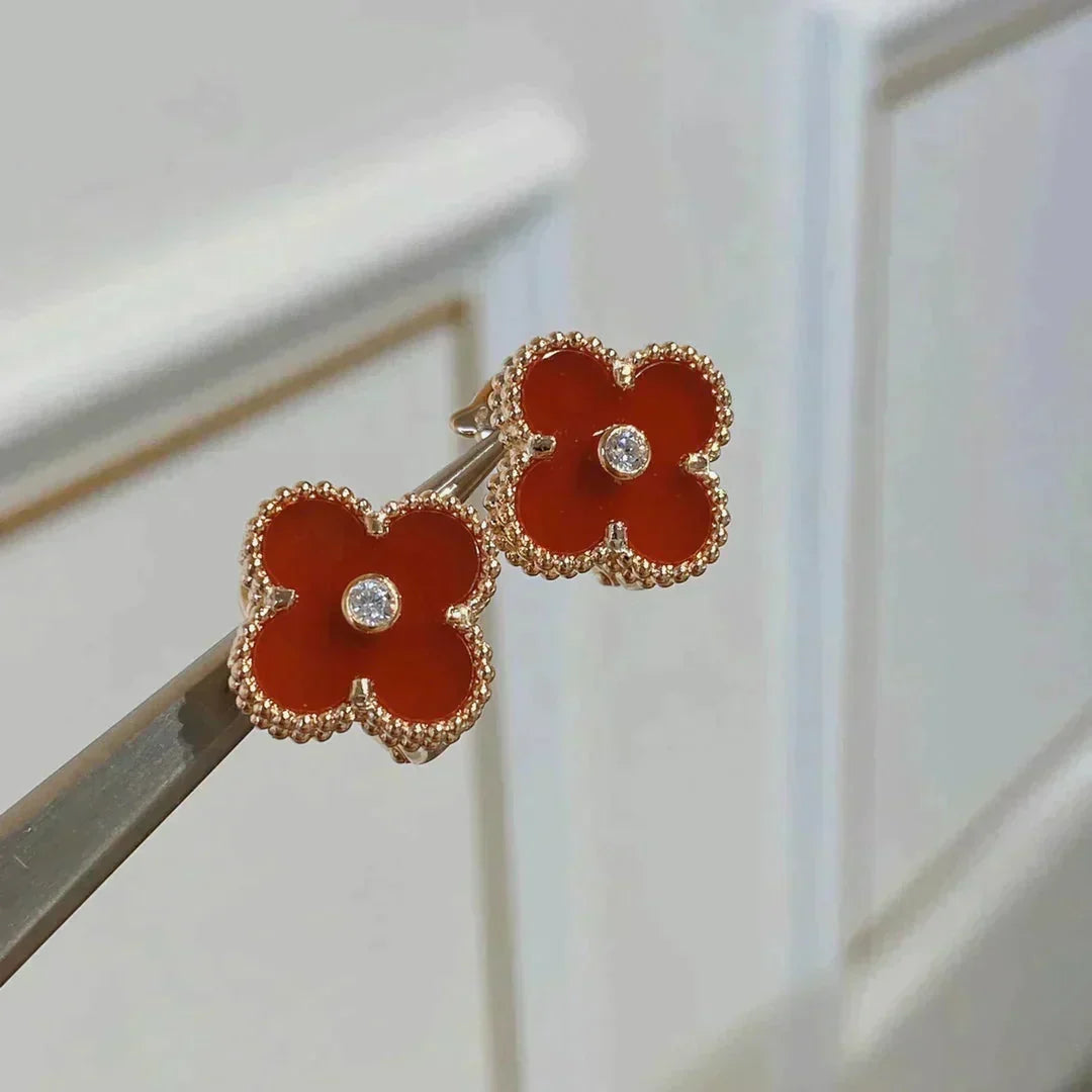 [⭐Novea]CLOVER MEDIUM 1 MOTIFS CARNELIAN  DIAMOND earrings