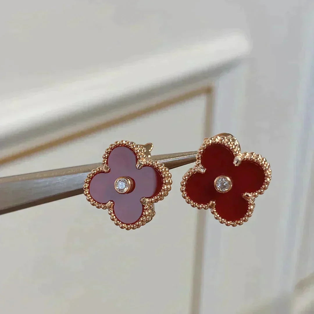 [⭐Novea]CLOVER MEDIUM 1 MOTIFS CARNELIAN  DIAMOND earrings
