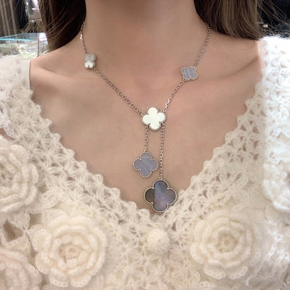 [⭐Novea]CLOVER MOP CHALCEDONY NECKLACE SILVER 6 MOTIF