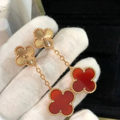 [⭐Novea]CLOVER 2 MOTIF  LASER CARNELIAN EARRINGS
