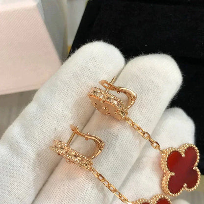[⭐Novea]CLOVER 2 MOTIF  LASER CARNELIAN EARRINGS