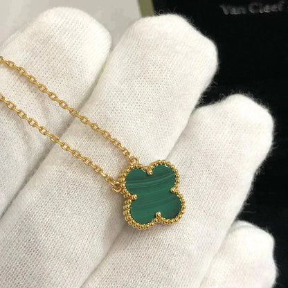 [⭐Novea]CLOVER 15MM MALACHITE SINGLE FLOWER  NECKLACE