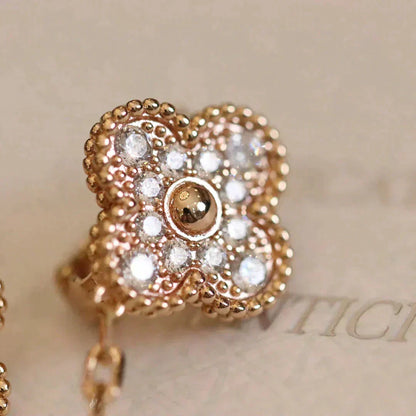[⭐Novea]CLOVER MEDIUM 1 MOTIFS FUll DIAMOND EARRINGS