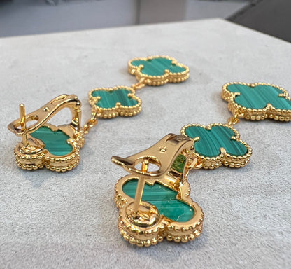[⭐Novea]CLOVER MALACHITE 3 MOTIFS GOLD