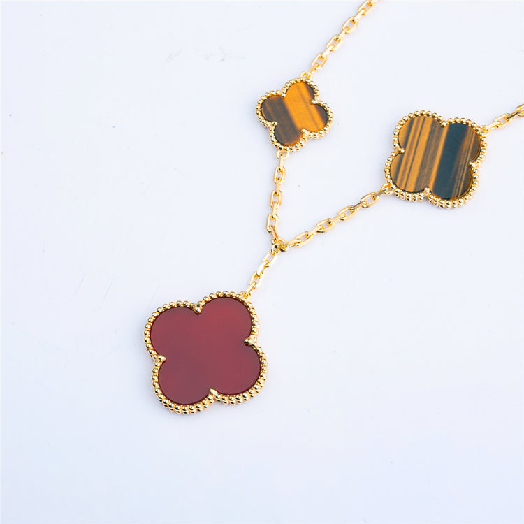 [⭐Novea]CLOVER BRACELET 5 MOTIFS CARNELIAN TIGER EYE