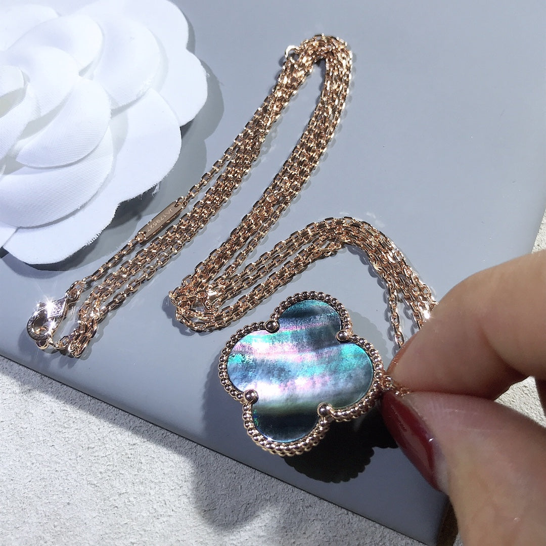 [⭐Novea]CLOVER 25MM GOLD DARK MOP BIG CLOVER NECKLACE