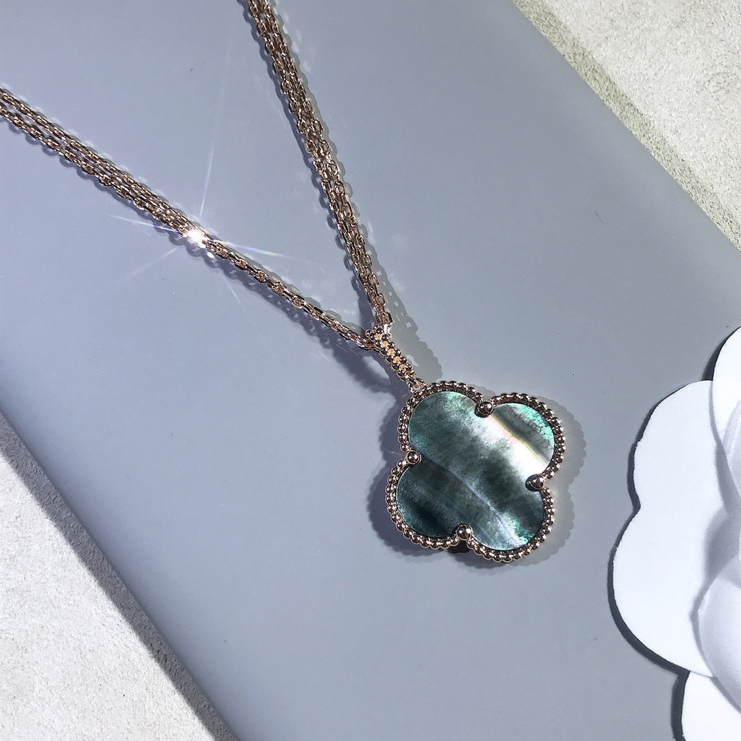 [⭐Novea]CLOVER 25MM GOLD DARK MOP BIG CLOVER NECKLACE