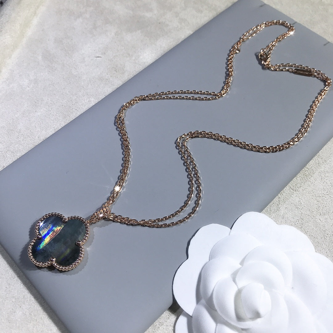 [⭐Novea]CLOVER 25MM GOLD DARK MOP BIG CLOVER NECKLACE