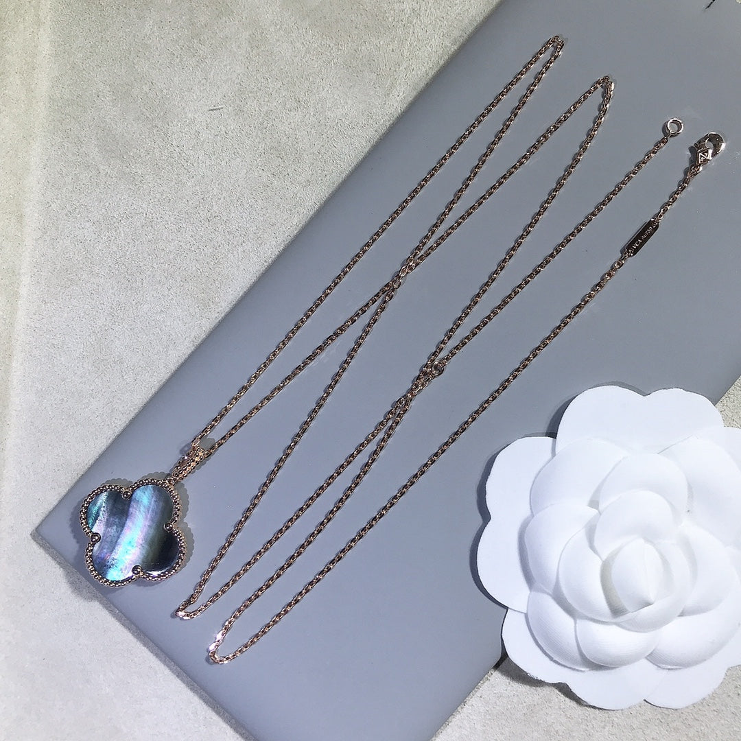 [⭐Novea]CLOVER 25MM GOLD DARK MOP BIG CLOVER NECKLACE